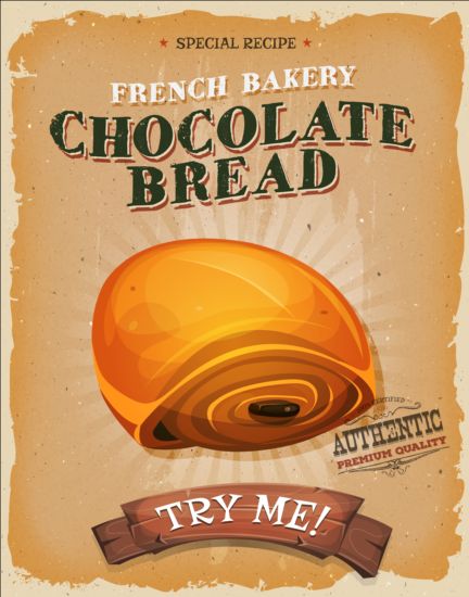 Schokoladenbrot-Plakat-Vintage vintage Schokolade poster grunge Brot   