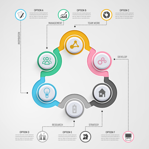 Circulaire Business infographies vecteur créatif modèle 04 modèle infographique Créatif Circulaire business   