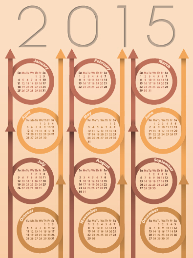 Classique 2015 calendrier vector design Set 04 Classique calendrier 2015   