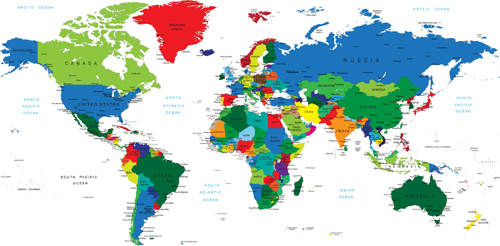 クリエイティブカラーの世界地図ベクター素材03 素材 地図ベクトル 世界地図 クリエイティブ カラー   