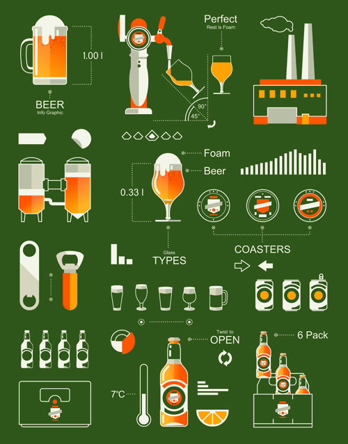 Kreative Getränke-Elemente Infografik-Vektor 05 Kreativ Infografik Getränke   