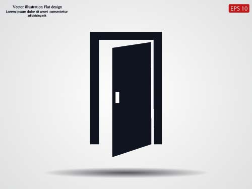 ドアブラックアイコンベクトル 黒 ロゴ ドア デザイン アイコン   
