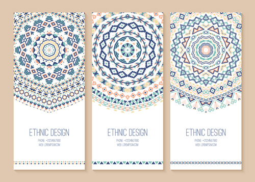 Motifs ethniques cartes Design vecteurs 01 motif Ethnique cartes   