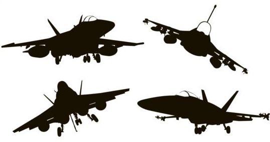 Fighter silhouetter vector set 02 silhouetter Combattant   