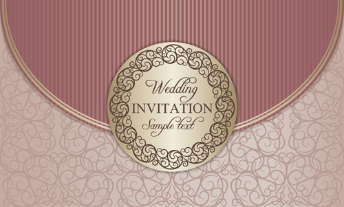 花飾り結婚式の招待状カードベクトルセット01 華やかな 結婚式 招待カード フローラル   