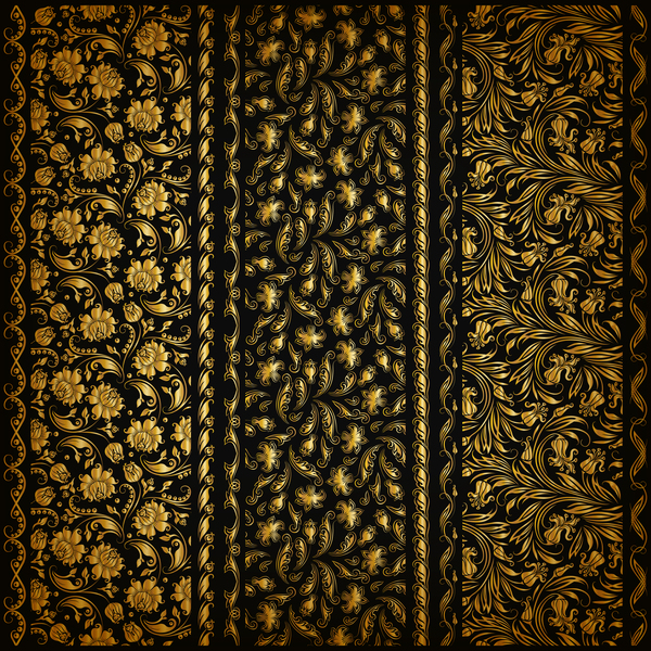 Décor floral doré sans soudure motif vecteur 02 sans soudure motif floral Doré decor   