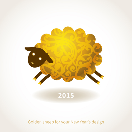 Mouton doré 2015 vecteur de fond de nouvel an nouvel an moutons golden arrière plan 2015   