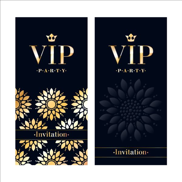 Cartes d’invitation VIP de luxe modèle vecteur 01 vip modèle luxe invitation cartes   