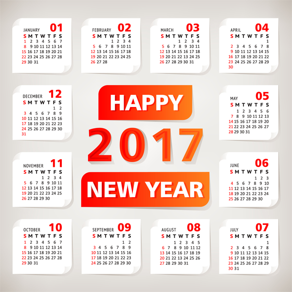 Orangefarbener Kalender 2017 mit Papiervektor papier orange Kalender 2017   