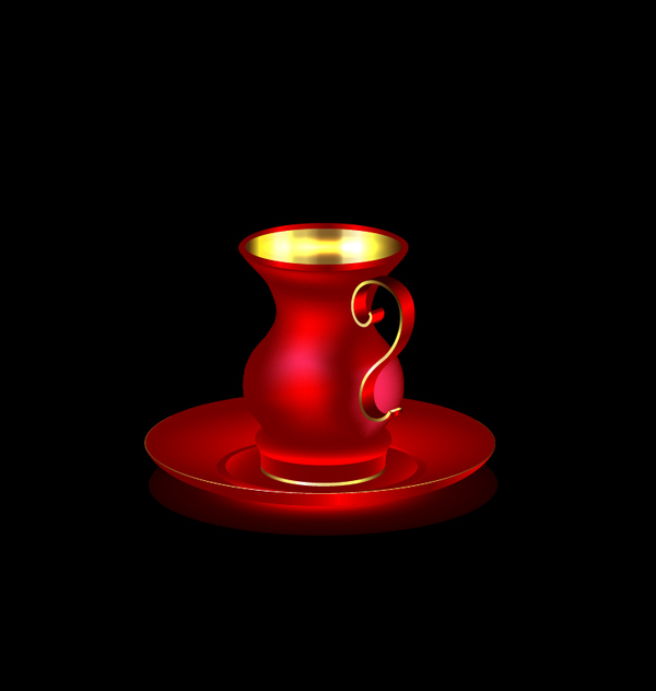 Rot mit goldenem Kaffeetasse Vektor rot kaffee golden cup   