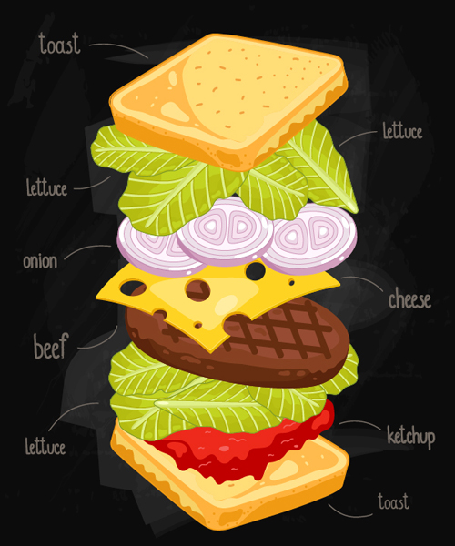 Sandwich ingrédients vecteur de conception 04 sandwich ingredients design   