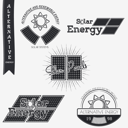 Énergie solaire logos Vintage vecteur matériel 01 vintage solaire logos énergie   