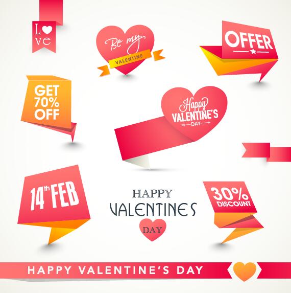 Valentinstag Discount-Etiketten Retro-Vektor 02 Valentine tag Retro-Schrift Rabatt Etiketten   