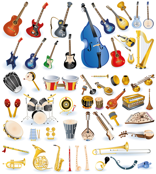 Ensemble vectoriel de musique instruments graphiques 02 musique musical instruments de musique instruments   