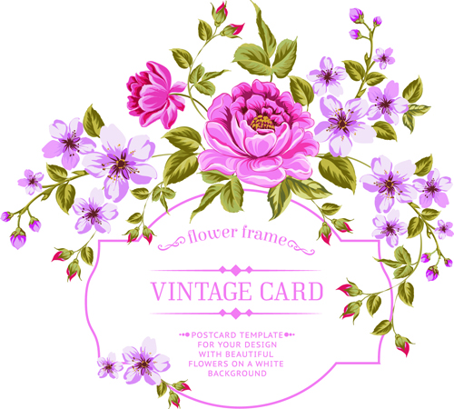 ヴィンテージの花のフレームカードベクトル03 花 カードベクター カード ヴィンテージ   