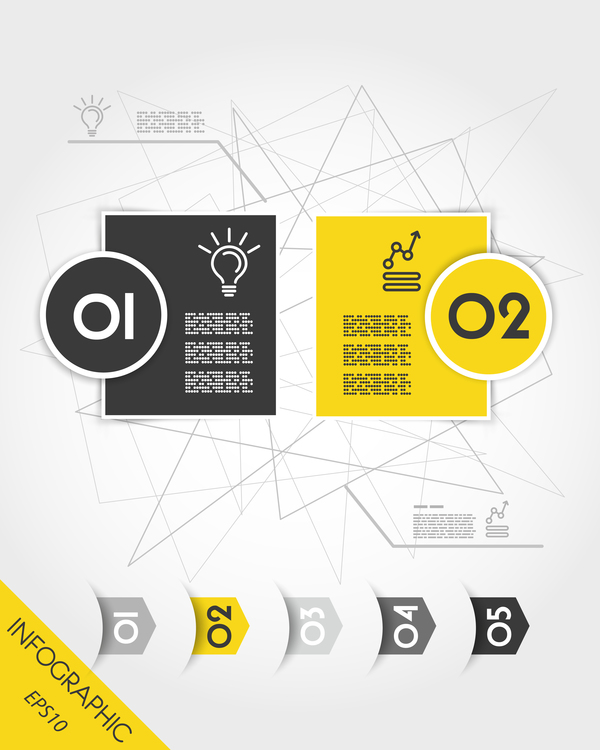 Gelb mit schwarzem Infografie-Vektorvorlagen Set 06 Schwarz infographisch gelb   