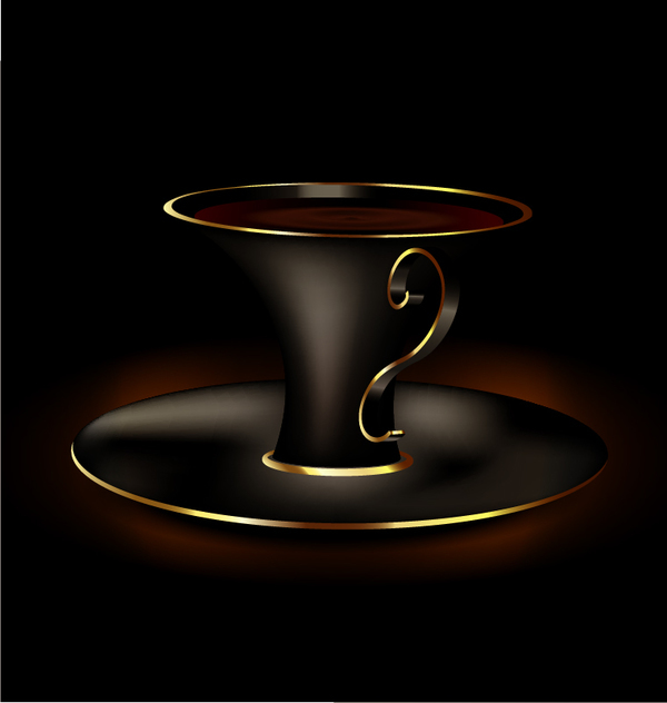 Schwarz mit goldenem Kaffeetasse Vektor Schwarz kaffee golden   