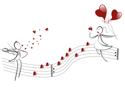Liebhaber Junge und Mädchen mit roten Herzballons Hand Zeichnung Vektoren 03 Zeichnung rot Mädchen Luftballons Liebhaber Junge Herz hand   