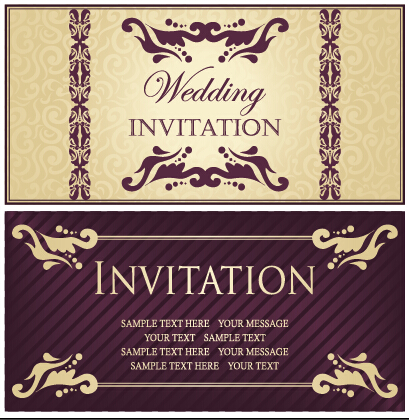 invitations de mariage floral luxueux vecteur Design 05 mariage luxueux invitation floral   