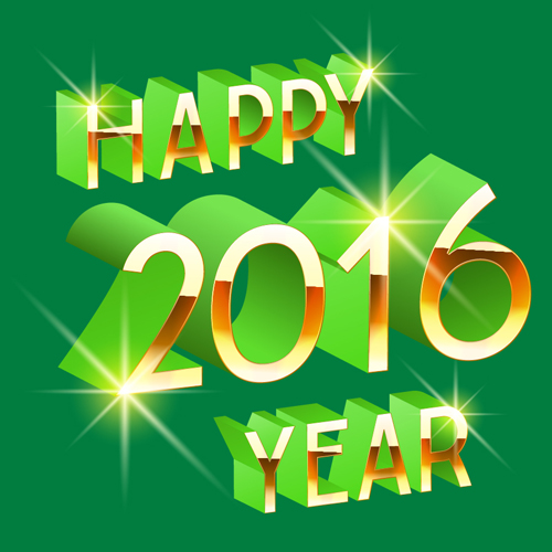 2016 nouvel an or avec vecteur 3D vert vert neuf année 2016   