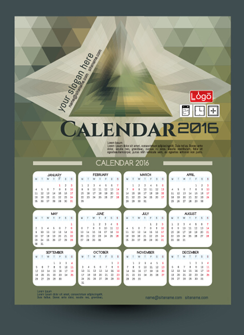 2016テクノロジーカレンダーのテンプレートベクトル15 技術 テンプレート カレンダー 2016   