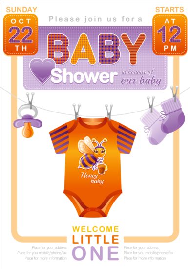 Baby-Duschkarte mit Kleidervektor 05 Kleidung Karte Dusche baby   