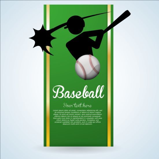 Baseball-grünes Banner mit Menschen Silhouette Vektoren gesetzt 12 silhouette Menschen grün baseball banner   