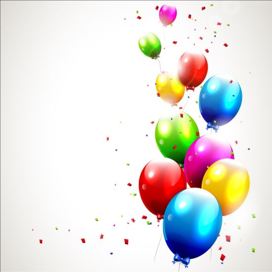 Geburtstag Hintergrund gefärbte Konfetti mit Ballon-Vektor 03 Konfetti Hintergrund Geburtstag farbig ballon   