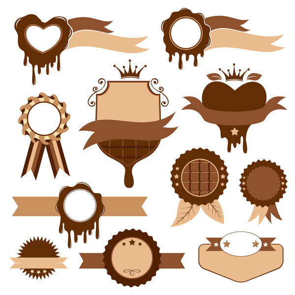 Leere Schokoladenetiketten mit Abzeichen-Vektor Schokolade Etiketten blank Abzeichen   