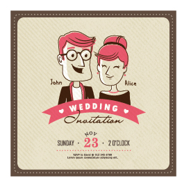 漫画スタイルの結婚式の招待状カード02 結婚式 漫画 招待状 招待カード   