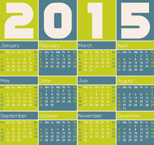 Classique 2015 calendrier vector design Set 03 Classique calendrier 2015   