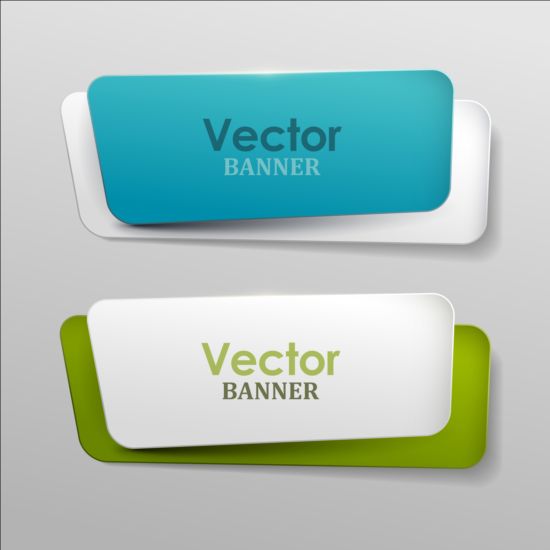 Farbige Papierbanner setzen Vektor 01 papier farbig banner   