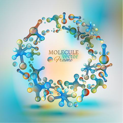 Farbenfrohes Molekül-Frame-Vektormaterial Rahmen molecule Bunt   