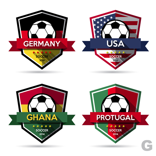 Creative soccer Vector labels ensemble 05 Soccer étiquettes Créatif   