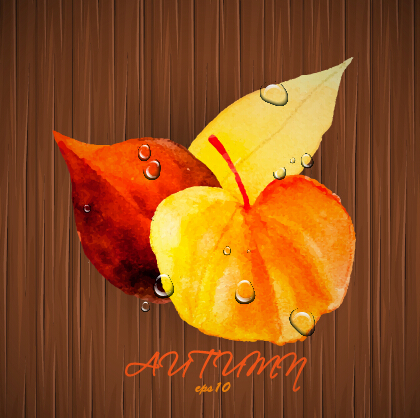 Aquarelle créative feuilles automne fond vecteur 01 vecteur de fond l’eau Fond d’automne aquarelle   