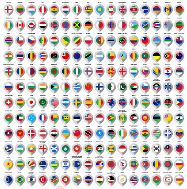Icônes de drapeaux de pays différents Pays icônes drapeaux Différents   