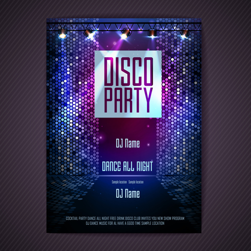 Disco-Party-neon Plakatvektor 01 poster party disco   