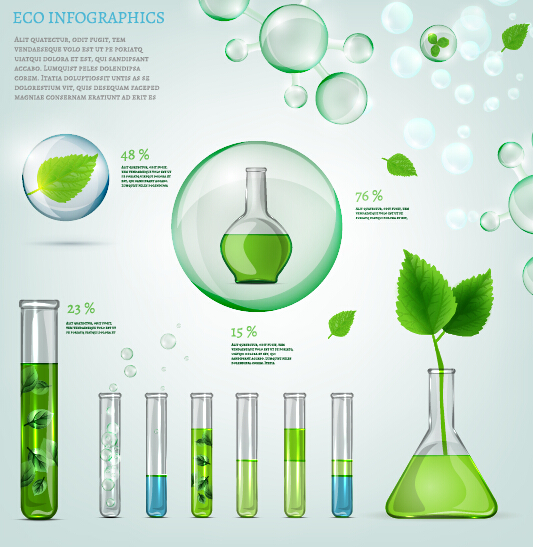 Éco infographies et feuilles vecteur bulle 11 infographies feuilles eco bulle   
