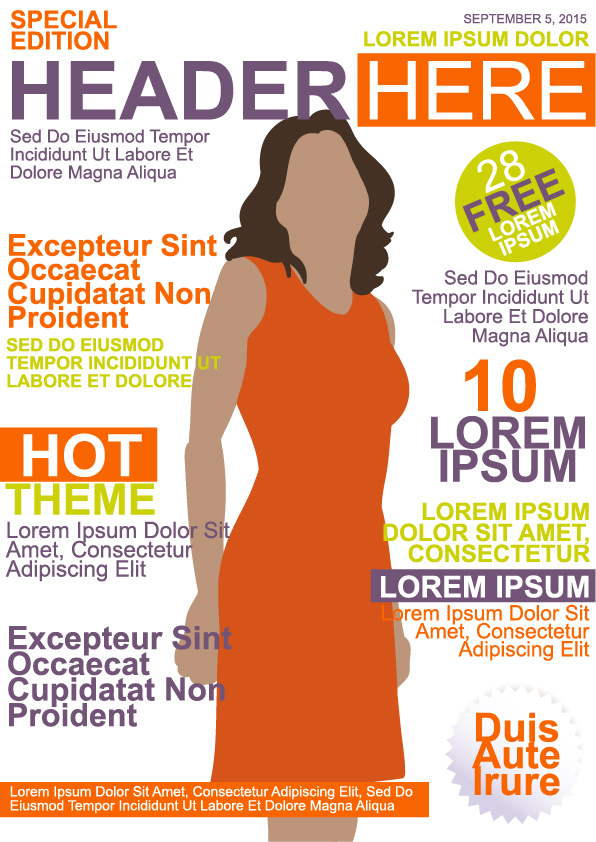 ファッション女性マガジンカバーベクター素材01 雑誌 材料 女性 ファッション カバー   
