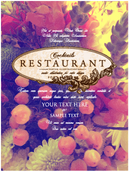 Blumenrestaurants Menü abdecken Vintage-Stile Vektor 07 Vintage Style vintage restaurant menu flower cover   
