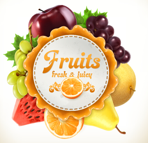 フレッシュフルーツベクターラベル02 果物 新鮮な ラベル   