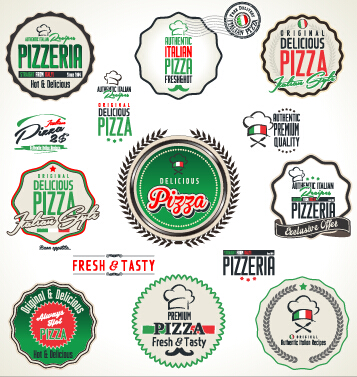 Frische Pizza-Etiketten Vektor pizza labels label fresh   