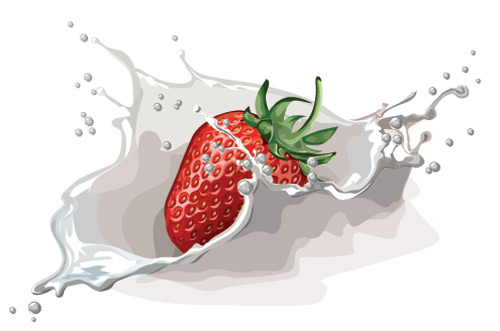 Frische Erdbeeren und Milchdesign-Vektor 01 Frisch Erdbeeren Beeren   