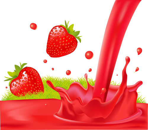 Matériel vectoriel de jus de fraise frais jus fraise frais   