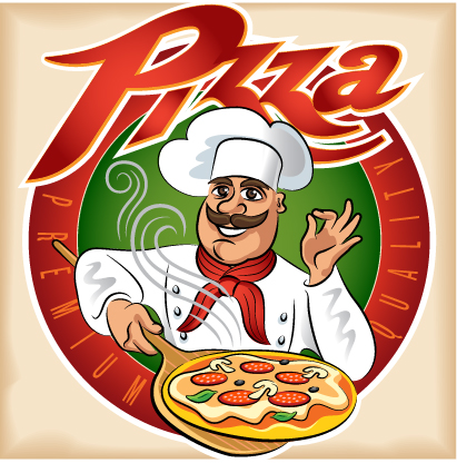 Lustiger Koch mit Pizza-Vektormaterial 02 pizza funny chef   