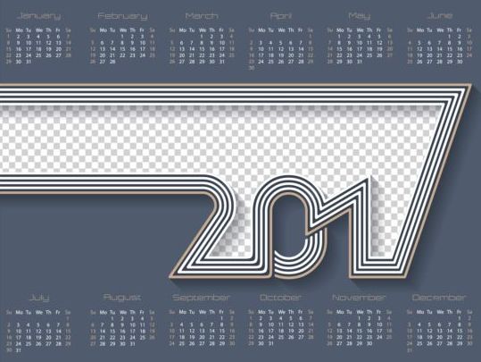 灰色のカレンダー2017デザインベクトル グレー カレンダー 2017   