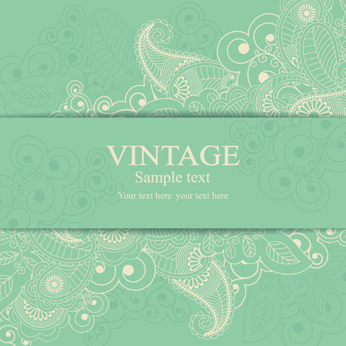 Gris Vintage Style floral invitations cartes vecteur 04 vintage style vintage style invitation floral   