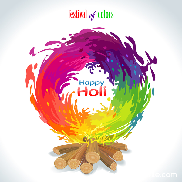 Happy Holi Festival avec fond de couleur vecteur 05 holi happy festival couleur   
