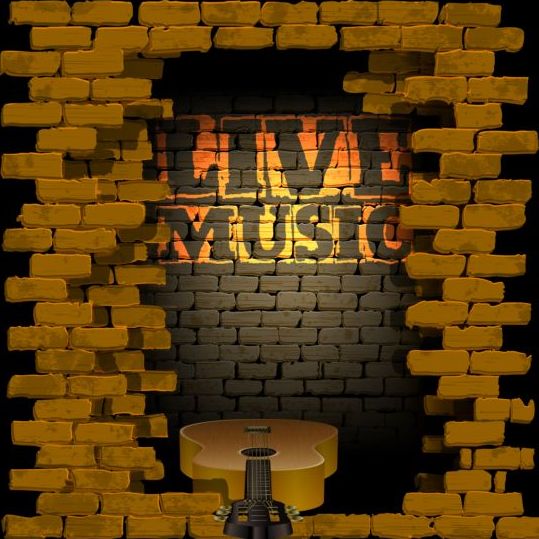 ヴィンテージレンガの壁ベクトルと音楽の背景01 音楽 背景 壁 レンガ ヴィンテージ   