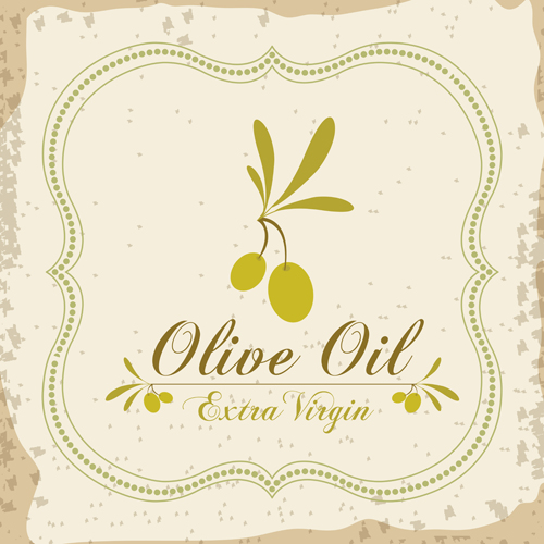 L’huile d’olive rétro cadre vecteur Set 06 police rétro olive huile d’olive huile cadre   